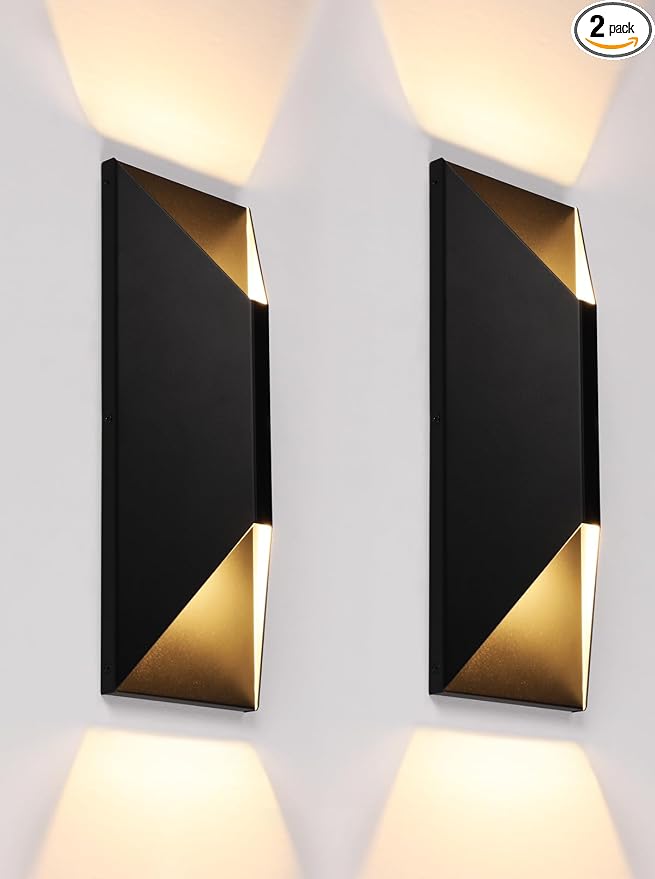 LEONLITE 2-Pack Dimmable LED Up Down Wall Light, 100-277V, CRI 90+, 3000K | 10%-100% Dimmable, IP65 Waterproof, 14 Inch Modern Porch Light, for Commercial Outdoor, Exterior Wall Sconce