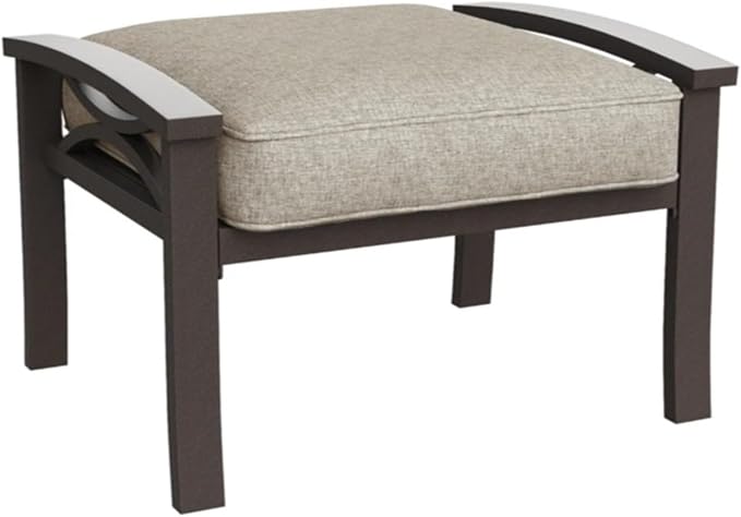 Hassyee 2 Pieces All-Weather Metal Outdoor Conversation Set with Coffee Table and Removable Cushions for Balcony, Patio Furniture Set with Modern Curved Design for Backyard, Lawn (2 Ottomans)