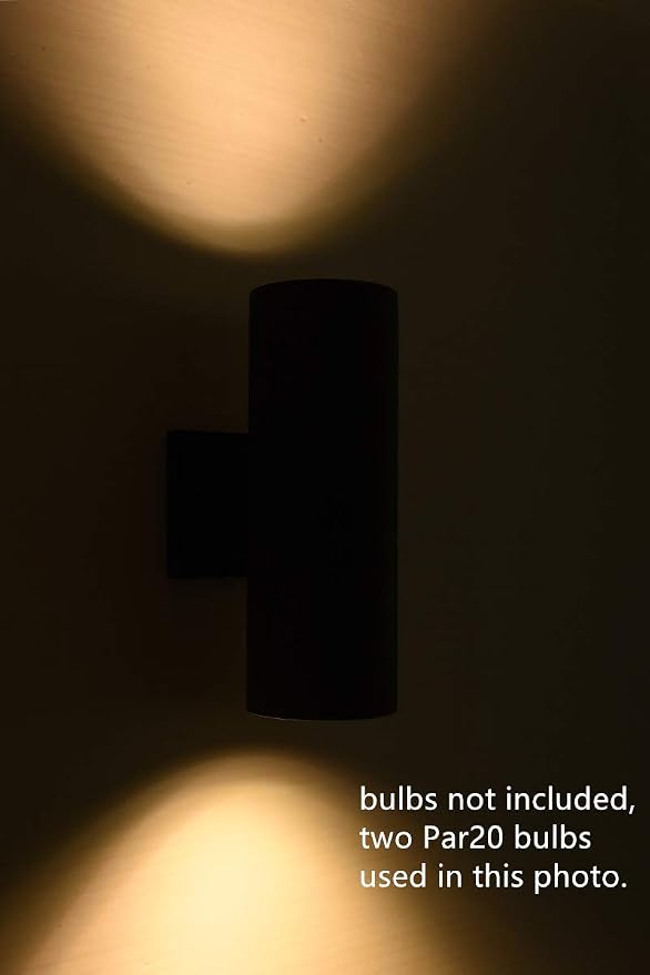 mirrea Modern Outdoor Porch Light Patio Light in 2 Lights with Matte Black Aluminum Cylinder and Tempered Glass Cover Waterproof Wall Sconce 6 Pack | Patio Light, Aluminum Cylinder, Tempered Glass Cover, Waterproof Wall Sconce