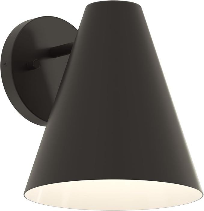 Progress Lighting Mik 18 Inch 1-Light Outdoor Wall Light, Modern Industrial Exterior Light, Antique Bronze Tapered Cone (18 in. H x 10 in. W x 12 in. Dia), P560409-020