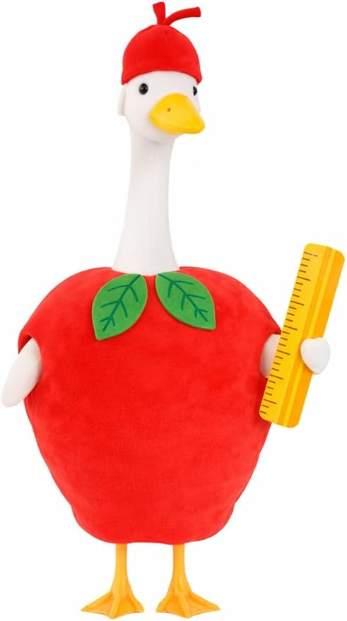 Back to School Porch Goose Outfits for 23 Inch Lawn Goose Statue,Cute Red Apple Goose Statue Costume, Porch Goose Clothes for School Classroom Outdoor Garden Yard Patio Statue Decor