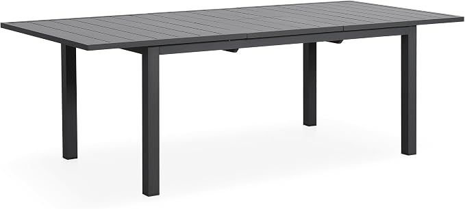 Aluminum Extendable Outdoor Dining Table, 68"-91.5" Adjustable Length Oversized Patio Table for 6-10 People, All-Weather Patio Dining Table with Adjustable Feet for Deck Balcony Garden, Grey