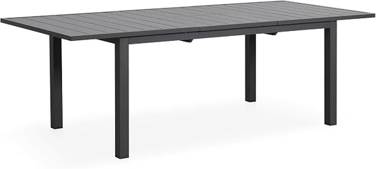 Aluminum Extendable Outdoor Dining Table, 68"-91.5" Adjustable Length Oversized Patio Table for 6-10 People, All-Weather Patio Dining Table with Adjustable Feet for Deck Balcony Garden, Grey