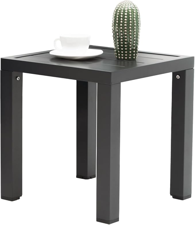 Outdoor Side Table for Patio End Tables for Outside Aluminum Square End Tables Small Patio Coffee Bistro Table,Dark Grey