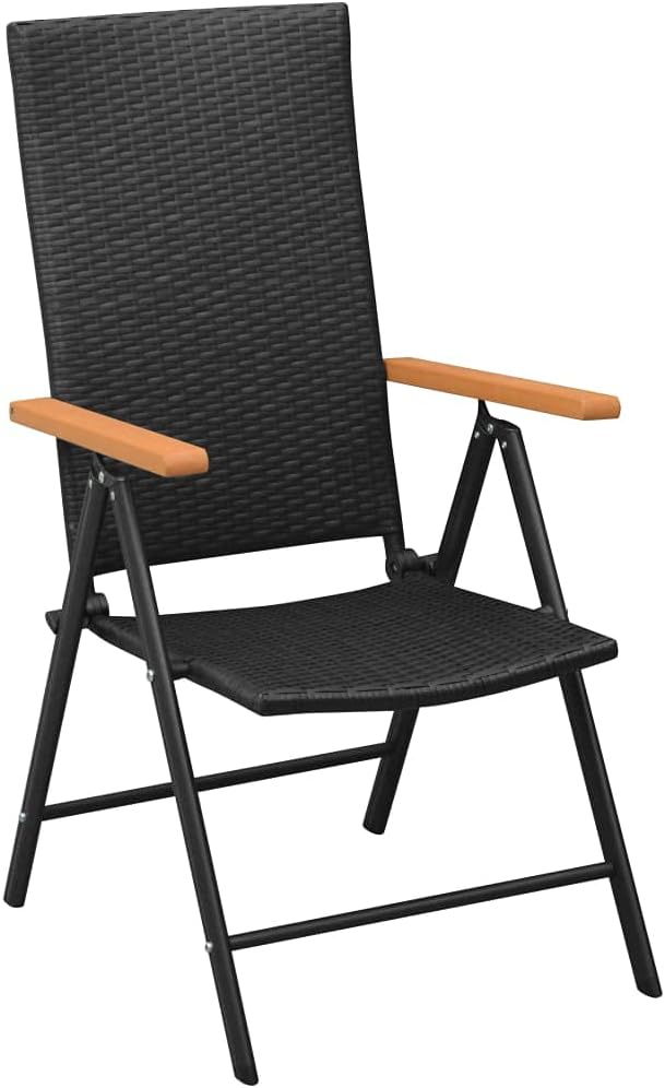 5-Piece Black and Brown PE Rattan Garden Dining Set with Square Table and Four Chairs, Powder-Coated Aluminum Frame for Outdoor Patio