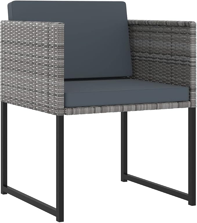 9 Piece Patio Dining Set with Cushions Poly Rattan Gray Outdoor Furniture for 8 People Modern Garden Table and Chairs with Tempered Glass Top Removable Washable Covers