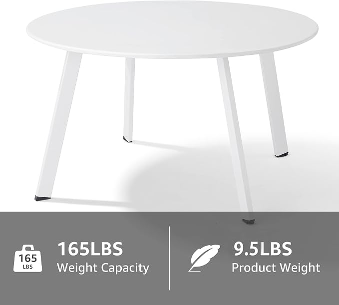 Meluvici Outdoor Patio Coffee Table Set of 2, Weather Resistant End Table, Round Nesting Tables for Living Room Balcony Office, White