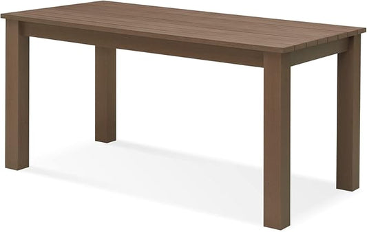 59" Outdoor Dining Table, 6-Person Rectangular Poly Lumber Patio Table, Heavy Duty 800lbs Capacity, Anti-Fade All-Weather HDPE Table, Low Maintenance, for Garden, Backyard, Porch, Indoor & Outdoor Use