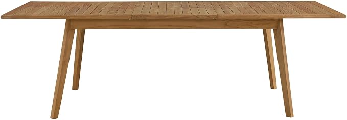 Modway Vienna Outdoor Patio Teak Wood Extendable Dining Table in Natural