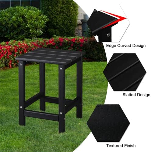 VINGLI Adirondack Side Table HPDE End Table Outdoor Indoor Table Weather Resistant Side Table for Living Room Bedroom Patio Garden Decor