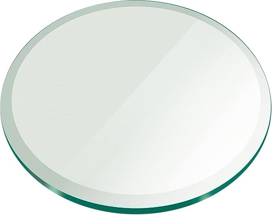 12" Inch Round Glass Table Top 1/2" Thick Tempered Beveled Edge by Fab Glass and Mirror