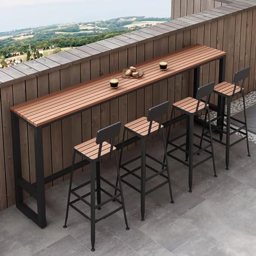 Waterproof Outdoor Bar Table - Wooden Balcony Pub Table for Railing, Counter Height Design, Perfect for Patio, Garden, Deck - No Stool Included