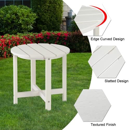 Zimtown Adirondack Side Table, 18 Inch Round HDPE Outdoor Side Table, Small Modern End Tables, Coffee Table for Outside, Patio, Backyard, Pool, Lawn, Beach, Waterproof & Portable