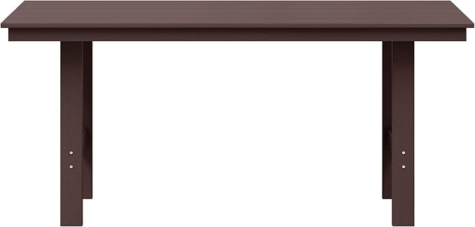 WestinTrends Ashore Outdoor Modern HDPE 66" Wide Rectangle Patio Dining Table for 6, Dark Brown