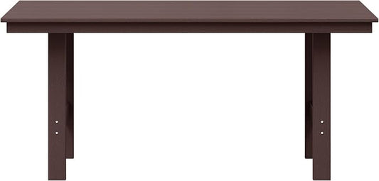WestinTrends Ashore Outdoor Modern HDPE 66" Wide Rectangle Patio Dining Table for 6, Dark Brown