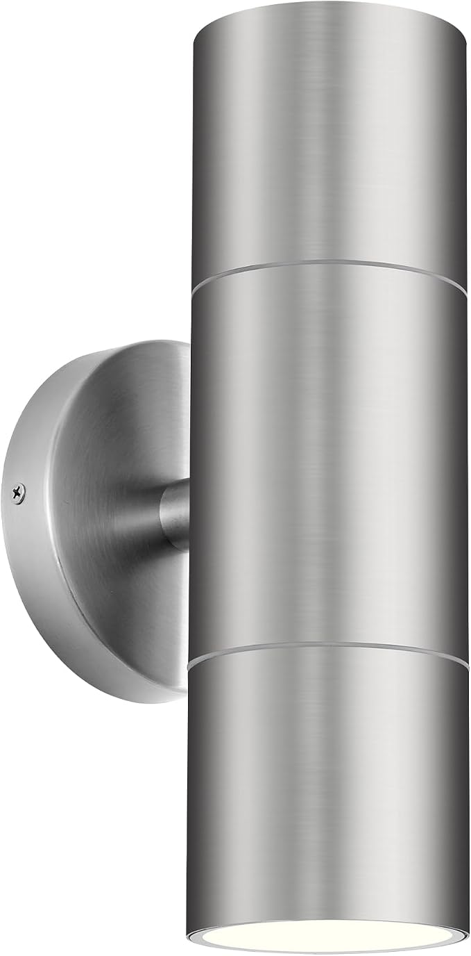 Ken & Ricky Stainless Steel Outdoor Wall Light,Cylinder,Brushed Nickel,1PK | Waterproof Outdoor Sconce,No Glare,Exterior Lighting Fixtures,E26 Base，For Porch House Garage Front Door Patio