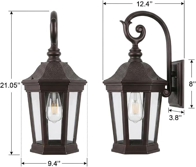 Brown Exterior Wall Sconces, 21'' Large Outdoor Porch Light Fixtures