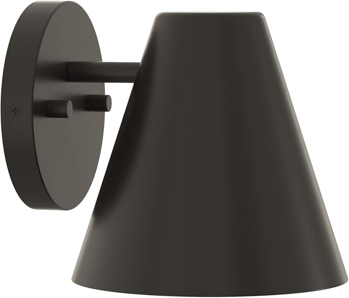 Progress Lighting Mik 14 Inch 1-Light Outdoor Wall Light, Modern Industrial Exterior Light, Antique Bronze Tapered Cone (14 in. H x 8 in. W x 9 in. Dia), P560408-020