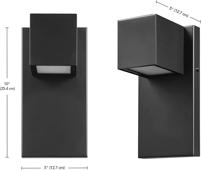 Globe Electric 17W Integrated LED Outdoor Wall Sconce, Matte Black, 650 Lumens, 2700K, Dimmable, Weather Resistant, 60000124