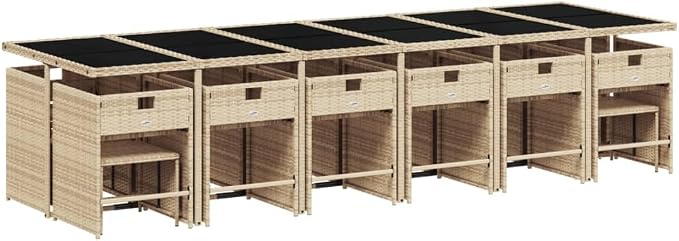 17 Piece Patio Dining Set, Foldable PE Rattan Garden Furniture with Cushions, Space Saving Cube Table and Chairs for Backyard Deck