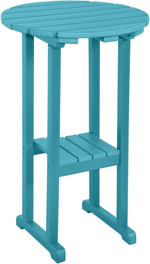 Sundale Outdoor 39 Inches Height Adirondack Bar Table, Patio HDPE Pub Height Round Counter Table, All Weather High Top Bistro Tabl for Outside Deck Porch Balcony Poolside (Teal)