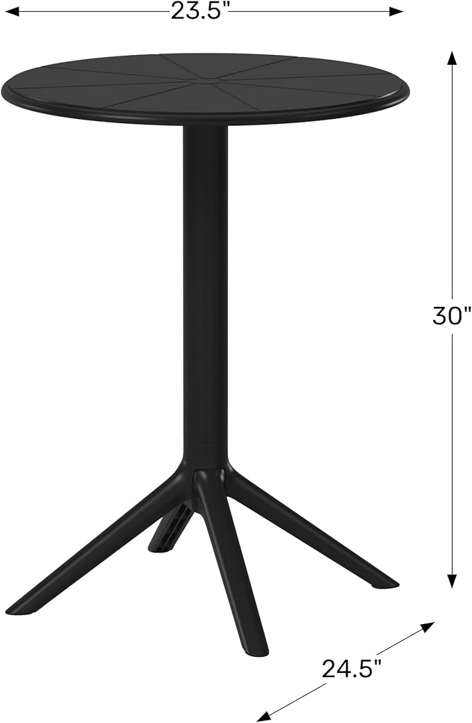 WestinTrends Playa 23.5" Outdoor Polypropylene Resin Round Patio Bistro Dining Table for 2, Yellow