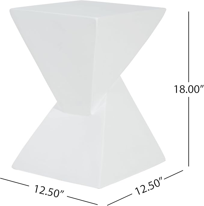 Christopher Knight Home Ginues Lightweight Concrete Square Coffee Table, Indoor and Outdoor Side Table for Living Room, MGO Small Side Table, Two-Tone Design, No Assembly Needed, White