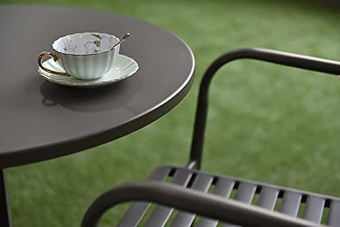 LOKKHAN Premium Steel Patio Bistro Table, Backyard Dining Table, Indoor-Outdoor Bar Table, Garden Coffee Table, Heavy Duty Round Metal Side Table, Waterproof, (27.5" Diax29.5 H)