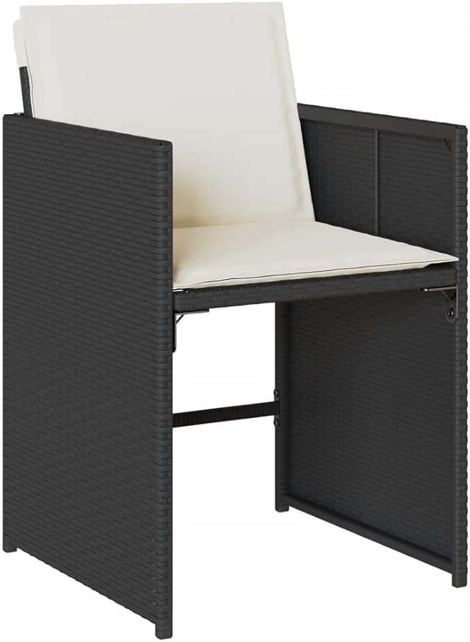 7 Piece Outdoor Patio Dining Set, Poly Rattan Garden Table and 6 Chairs with Cushions, Space-Saving Cube Design for Backyard Deck Poolside
