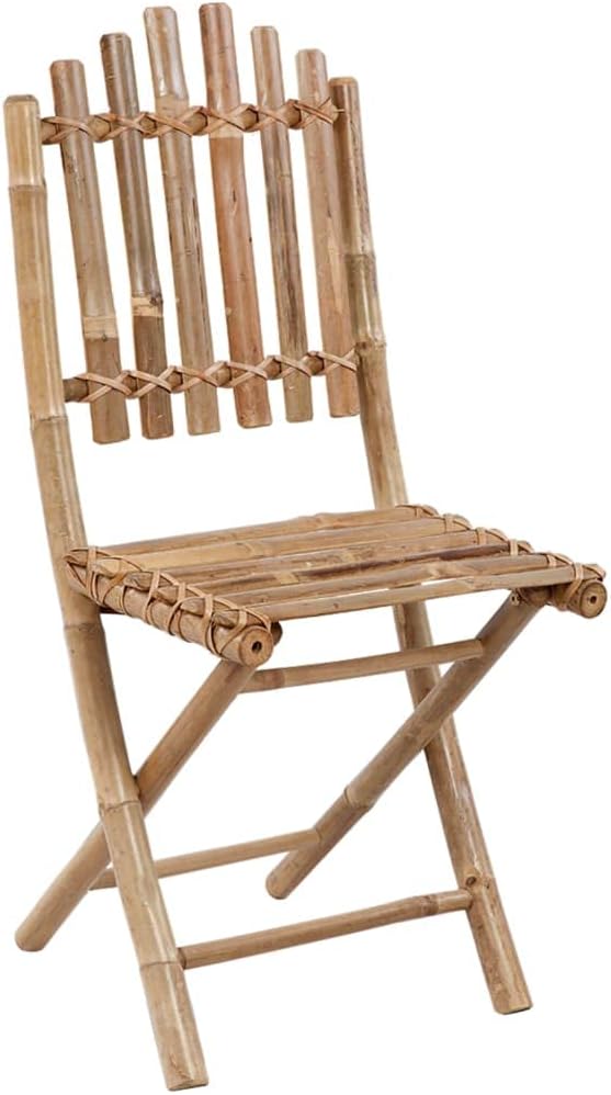 5 Piece Bamboo Folding Patio Dining Set with Cushions, Waterproof Outdoor Table and 4 Chairs for Garden Porch, Beige Seat Cushions Included, Space-Saving Alfresco Furniture