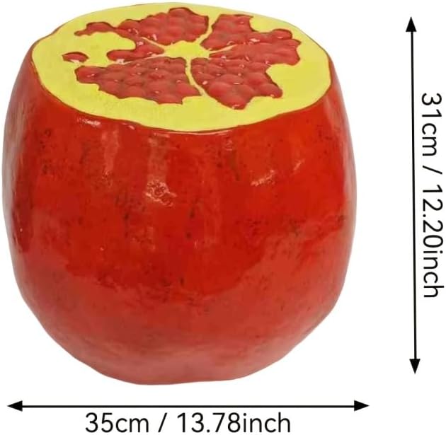 Garden Side Table, Outdoor Plant Stand,Tropical Art Deco Resin Decorative Furniture, 13.4 Inch Multi-Purpose Novelty Ornament for Patio Poolside Indoor Outdoor Home Garden Decor (Pomegranate)