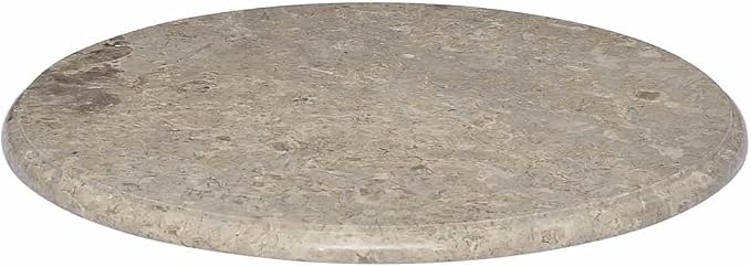 Gray Marble Table Top 23.6 Inch Round Polished Natural Stone Surface for Indoor Outdoor Patio Dining Coffee Table