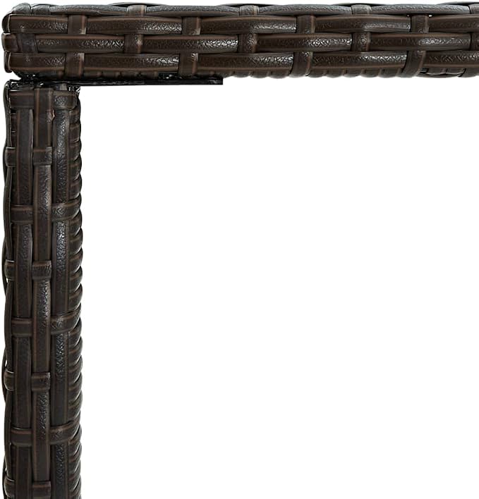 Outdoor Bar Table 27.6 x 27.6 x 43.3 inch Brown PE Rattan Patio Bistro Cocktail Table with Tempered Glass Top and Steel Frame Weather-Resistant for Garden Balcony Backyard Porch