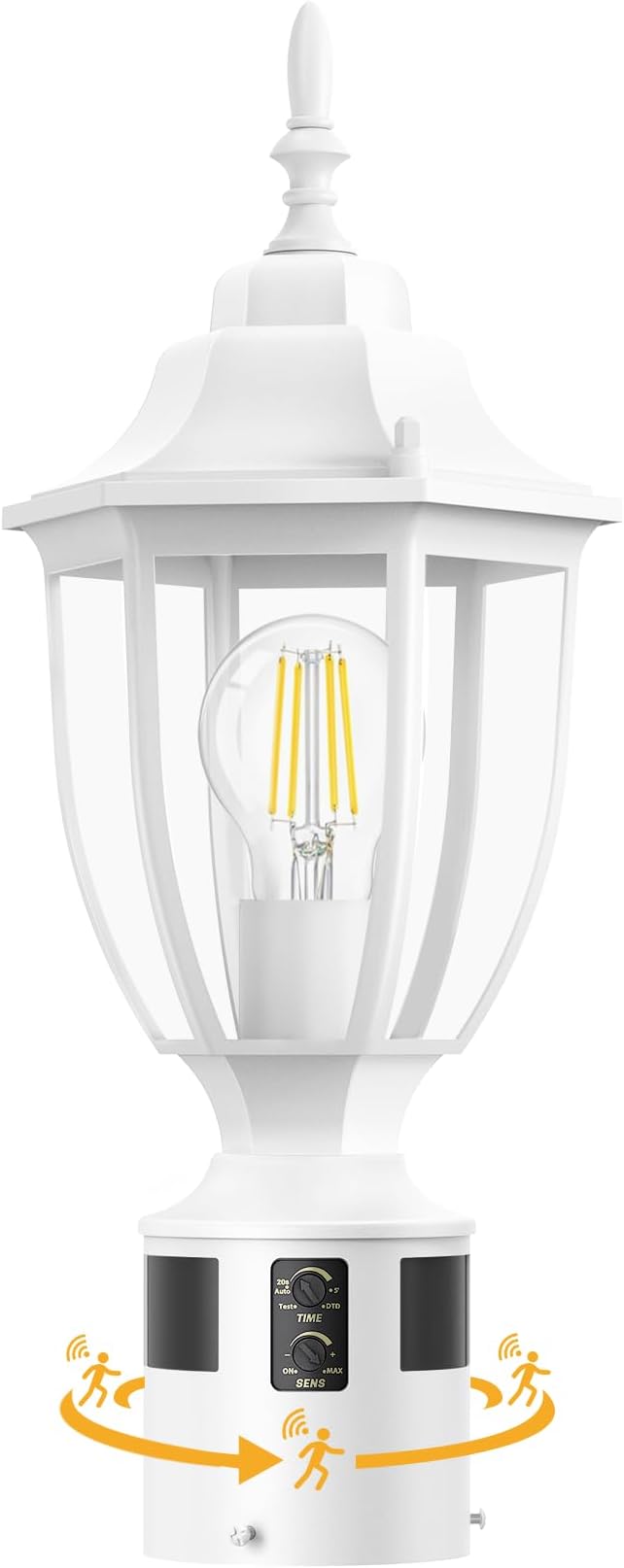 Lamomo Motion Sensor Outdoor Post Lights, Dusk to Dawn Lamp Post Light Fixture, Waterproof Aluminum Lamp Posts Outdoor Lighting Pole Lantern for Yard Patio Pathway Garden, White