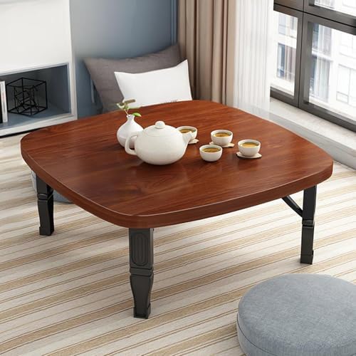 Space-Saving Japanese Folding Low Table, Wooden Floor Desk for Bedroom & Outdoor, Ideal for Tea Room, 31.5 x 31.5 inches, Compact & Stylish Design
