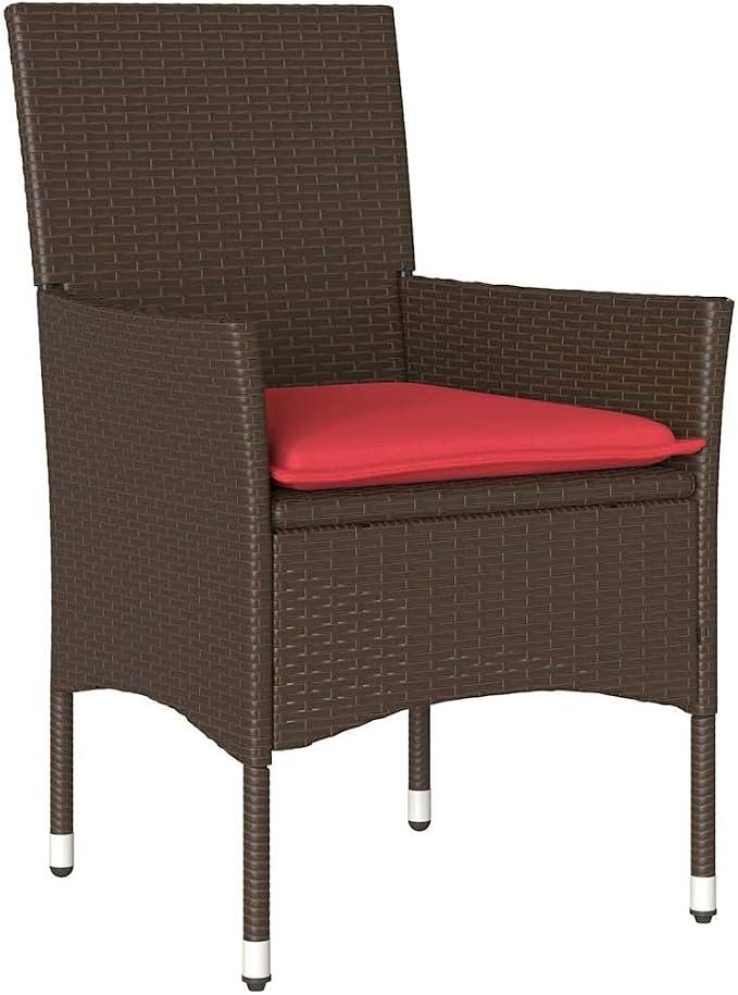 7-Piece Outdoor Dining Set with Cushions, Brown PE Rattan Garden Table and 6 Chairs, Weather-Resistant Patio Furniture for Backyard, Deck, and Kitchen