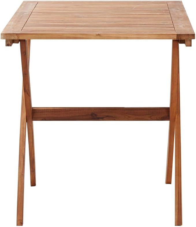 Patio Table & Pool Side Table Brown Solid Acacia Wood Outdoor Table Picnic Table for Deck Porch Balcony 43.3 x 26.4 x 29.1 in