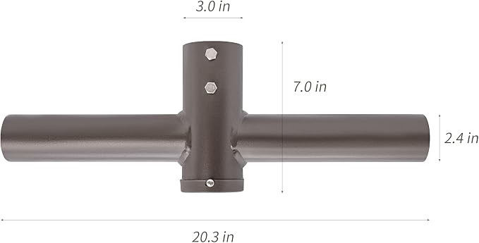 180 Degree Double Bullhorn Mounting Bracket for 2 Lighting Fixtures, Bronze Steel Pole Mount Bracket for Outdoor Shoebox, Parking Lot, Street Light Fixtures