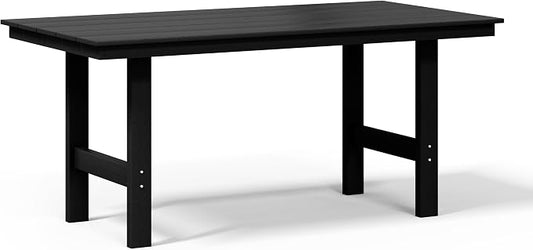 WestinTrends Ashore Outdoor Modern HDPE 66" Wide Rectangle Patio Dining Table for 6, Black