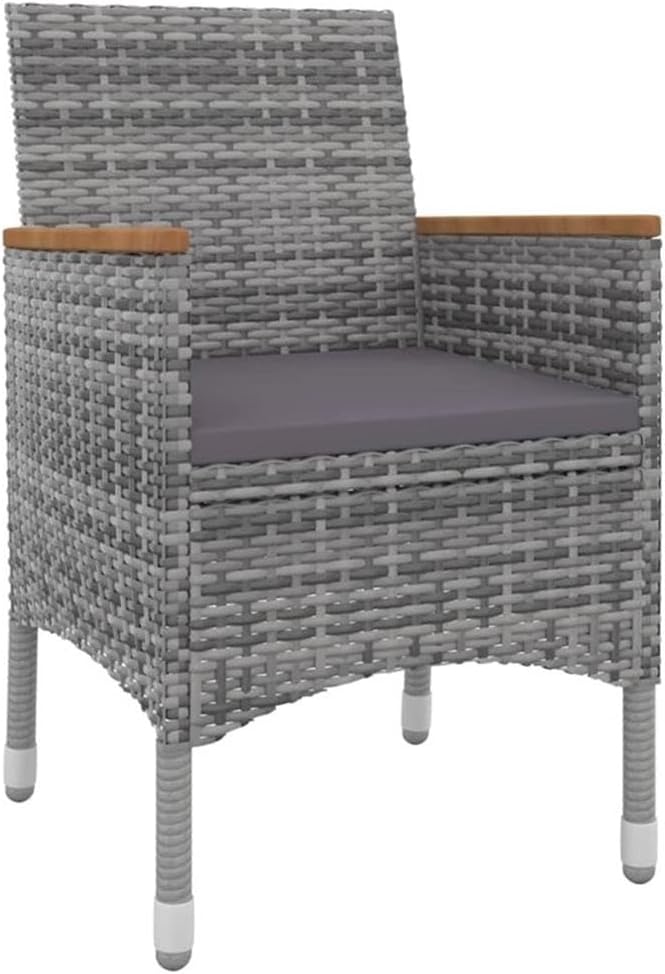 Afuera Living Contemporary PE Rattan Patio Dining Set, Gray Finish, Weather-Resistant, Includes Table and 4 Chairs with Cushions, Modern Outdoor Furniture for Garden or Patio, Seats 4