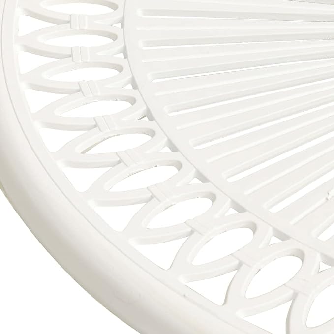 vidaXL Cast Aluminum Patio Table - Sturdy Outdoor Table with Umbrella Hole - White, Round, Easy Assembly, 24.4"x25.6"