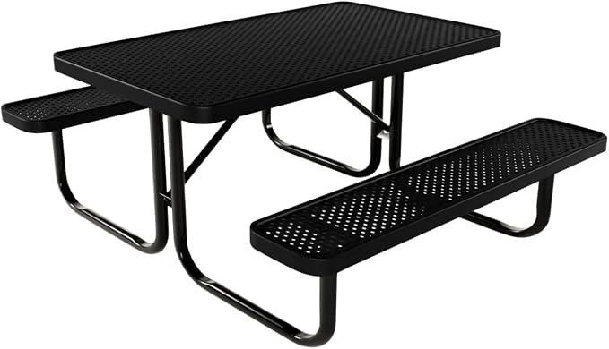 COATEDOUTDOORFURNITURE Heavy-Duty Portable Outdoor Kids Table, Punched Steel Kids Picnic Table, Commercial-Grade Picnic Table, Made in America (4ft Rectangular, Childrens, Textured Black)