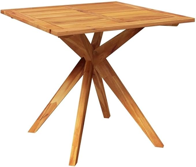 Afuera Living 5-Piece Solid Acacia Wood Garden Dining Set, Brown Oiled Finish, Weather-Resistant Patio Furniture for Outdoor Seating, Rustic Style Table and Chairs, Fits Up to 5 People
