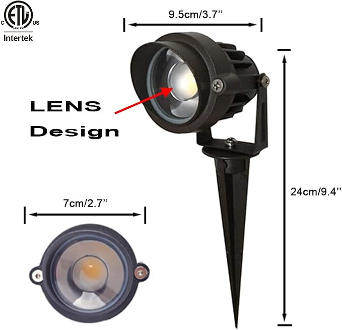 8Pack 5W Low Voltage Landscape Lights with Connectors Outdoor Lighting 24V AC/DC Focusing Lens LED Landscape Spotlights,600LM Warm White Waterproof Outdoor Garden Yard Lights