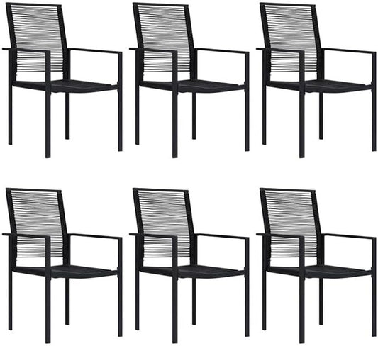 Afuera Living 7-Piece Patio Dining Set, Rectangular Black Glass Table, Powder-Coated Steel Frame, Weather-Resistant Modern Outdoor Furniture with 6 Chairs, Comfortable Seating for Garden or Terrace