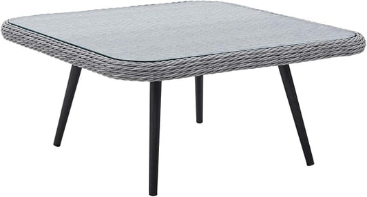 Endeavor Outdoor Patio Wicker Rattan Square Coffee Table in Gray