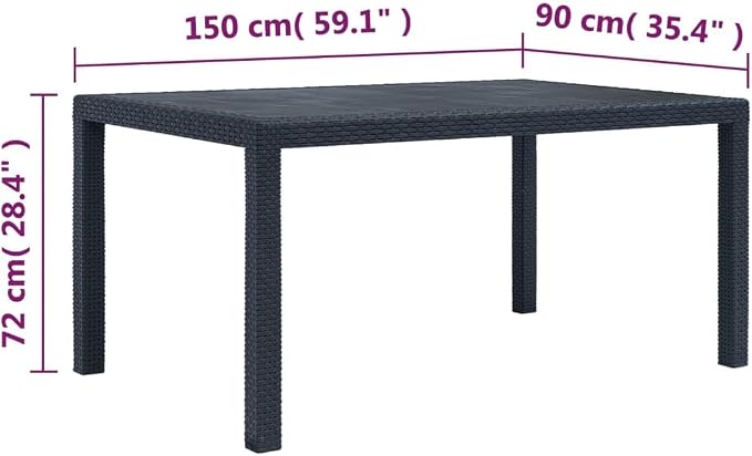 vidaXL Patio Table, Outdoor Dining Table, Garden Table, Garden Furniture for Front Porch Deck Lawn Backyard Balcony Terrace, Plastic Anthracite