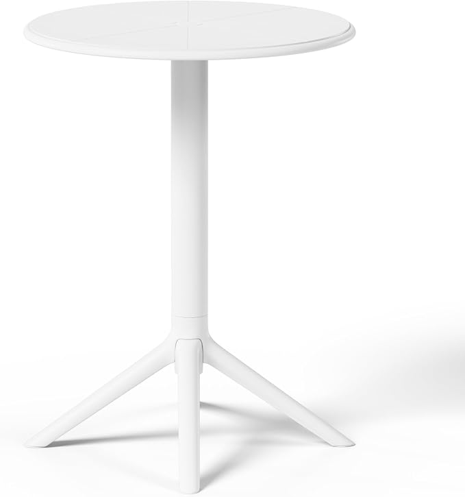 WestinTrends Playa 23.5" Outdoor Polypropylene Resin Round Patio Bistro Dining Table for 2, White