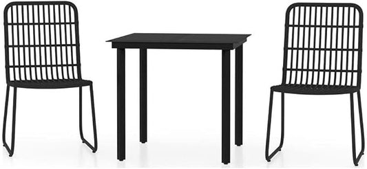 Afuera Living 3-Piece Powder-Coated Steel Patio Dining Set, Black Finish, Modern Design, Includes 1 Table and 2 Chairs, Weather-Resistant, Comfortable Seating, Indoor/Outdoor Use for Garden, Patio,