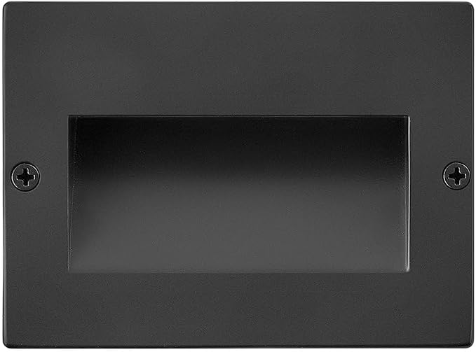 Hinkley Taper 12V Integrated LED Horiz. Step Light, Matte Black Stainless | Recess Mount, Deck Light, Low Voltage, Landscape, Etched Glass, ADA, Outdoor, Aluminum, Wiring Kit Included, Easy Install